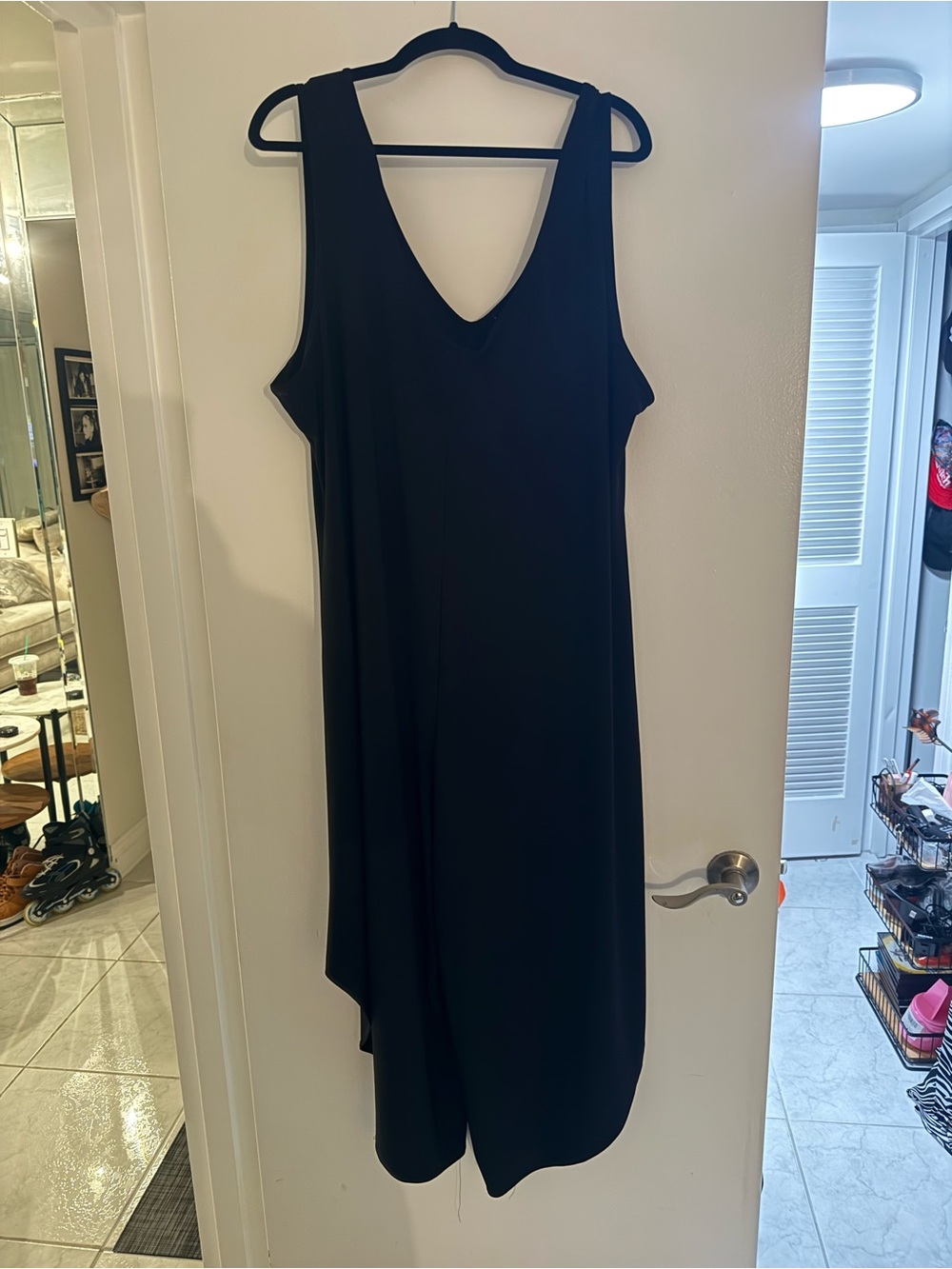 Black Women's V-Neck Sleeveless Jumpsuit 2X